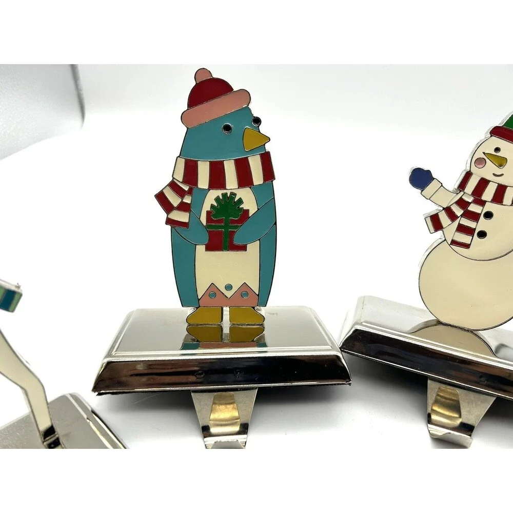 Wondershop 4pc Christmas Stocking Holders Santa Snowman Penguin Reindeer Set